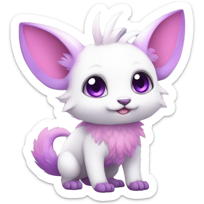 Cute cool white purple pink animal hybrid Fakemon full body sticker