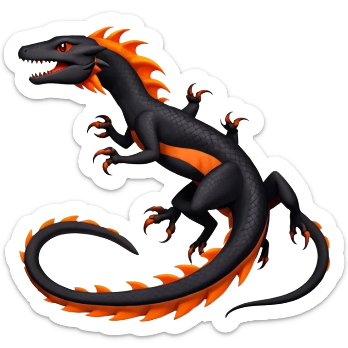 Black an Orange Salandit-Salazzle-Draco-Drakeon-Fakémon-creature-hybrid sticker