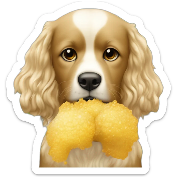 Créame  joven de pelo largo color castaño ojos cafés delgada y cargando un perro  de color amarillo con manchas blancas  en un jardin sticker