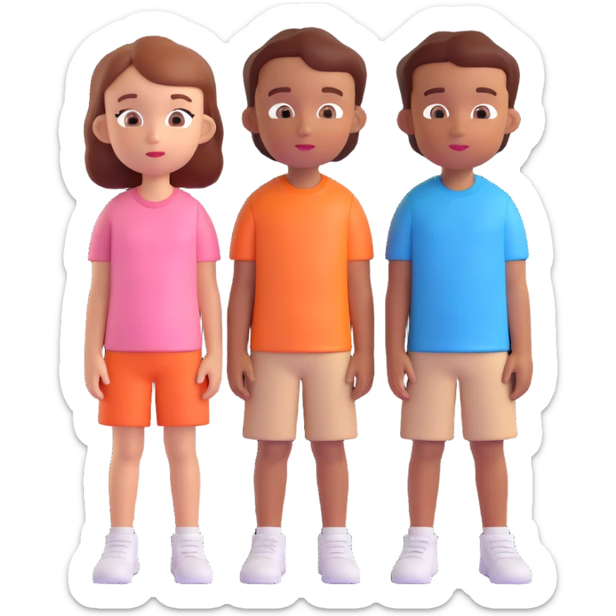 Slightly increase the volume of the upper body of the girl, separate the girl and the boy from each other, and make the skin color the same for both characters. Maintain the cartoonish 3D style. sticker