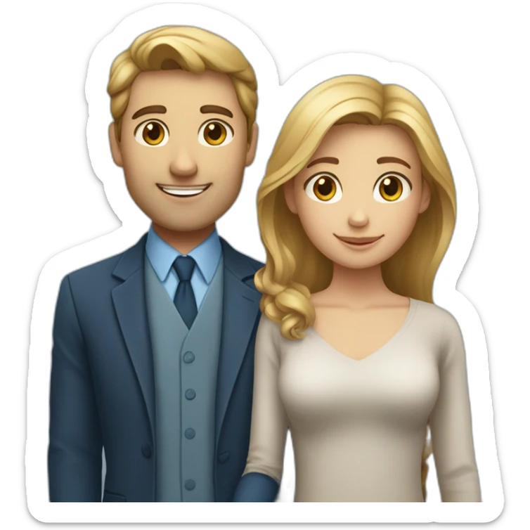Un couple avec le garçon blond au yeux bleus et la fille brune  sticker