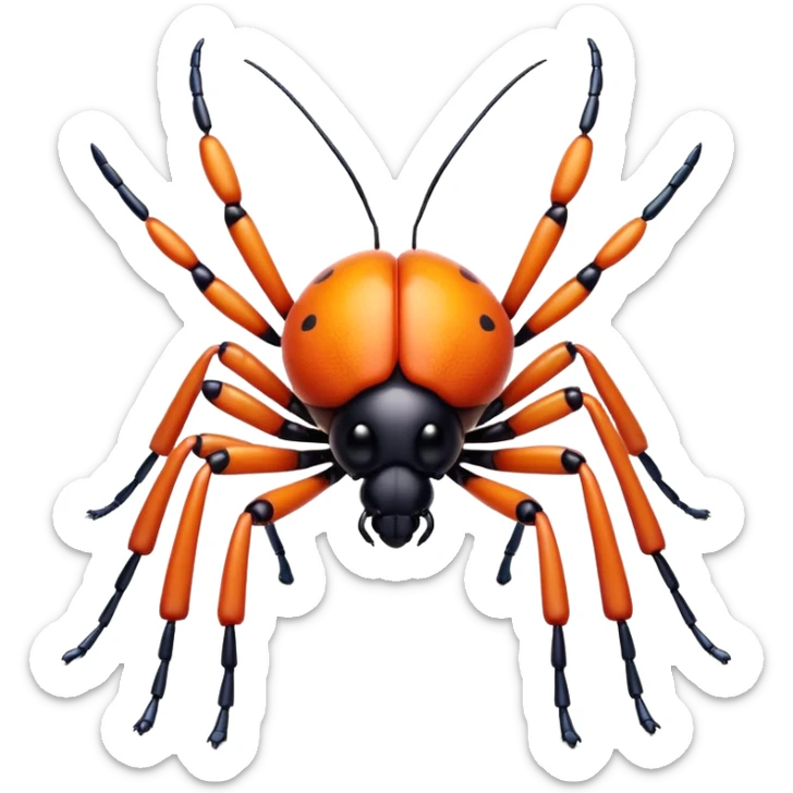 3D iPhone style emoji of a cute bug, colorful and detailed, six legs, shiny exoskeleton, isolated on white background, soft shadows, high detail, playful and cute. sticker