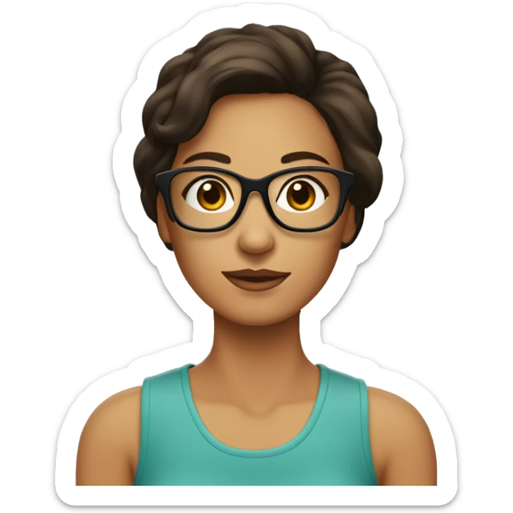 Une femme brune avec un carré court et des lunettes sticker