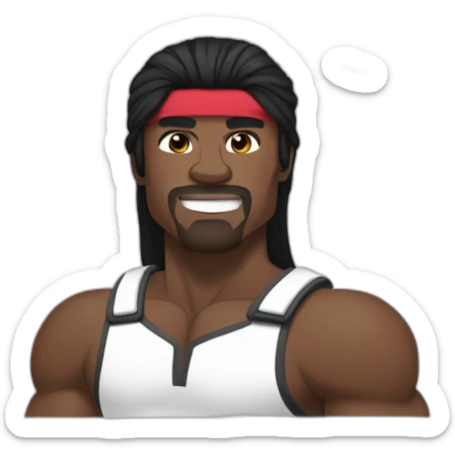 Terry crews muscular with long straight black hair and flag headband sticker