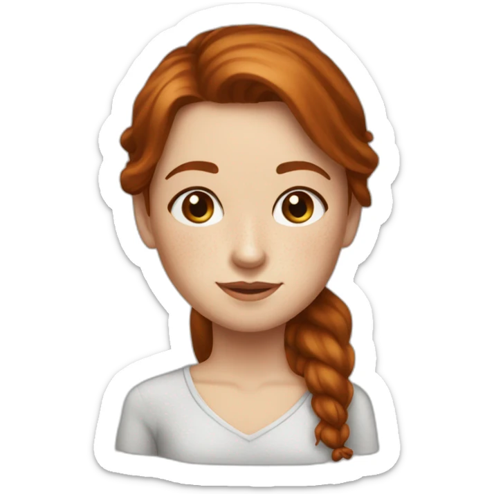 caucasian dark redhead chocolate brown eyes girl with freckles sticker