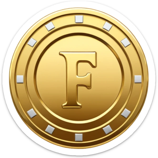 Currency crypto money symbol for the money "Fcoins" letter F, casino coin colored

Dont make an E sticker