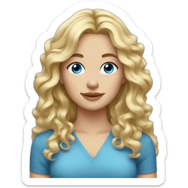 blonde woman with wavy hair and blue eyes and freckles sticker
