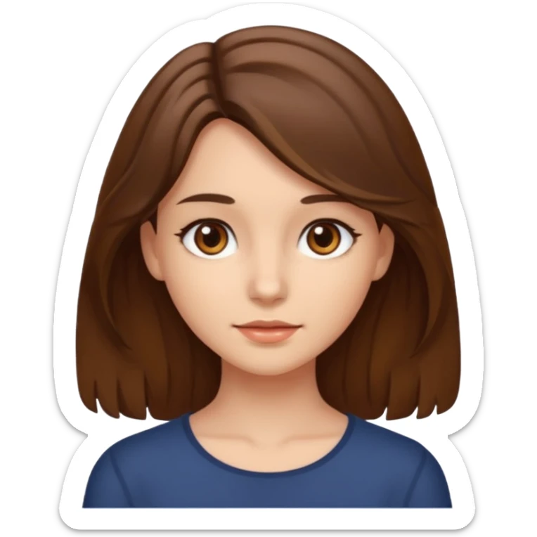 A girl with brown eyes and brown slightly wavy shoulder length hair  sticker
