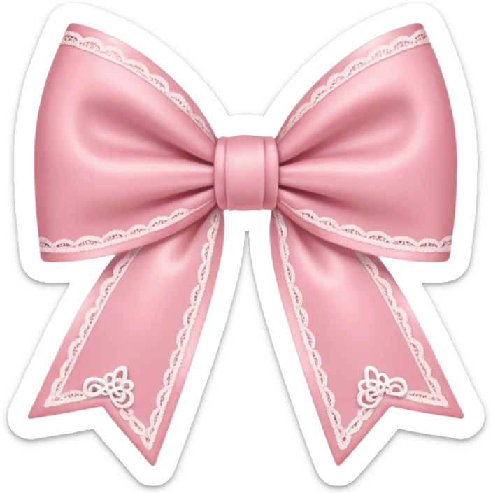 coquette style pink bow, soft and romantic, pastel pink, lace details, emoji size, no text sticker