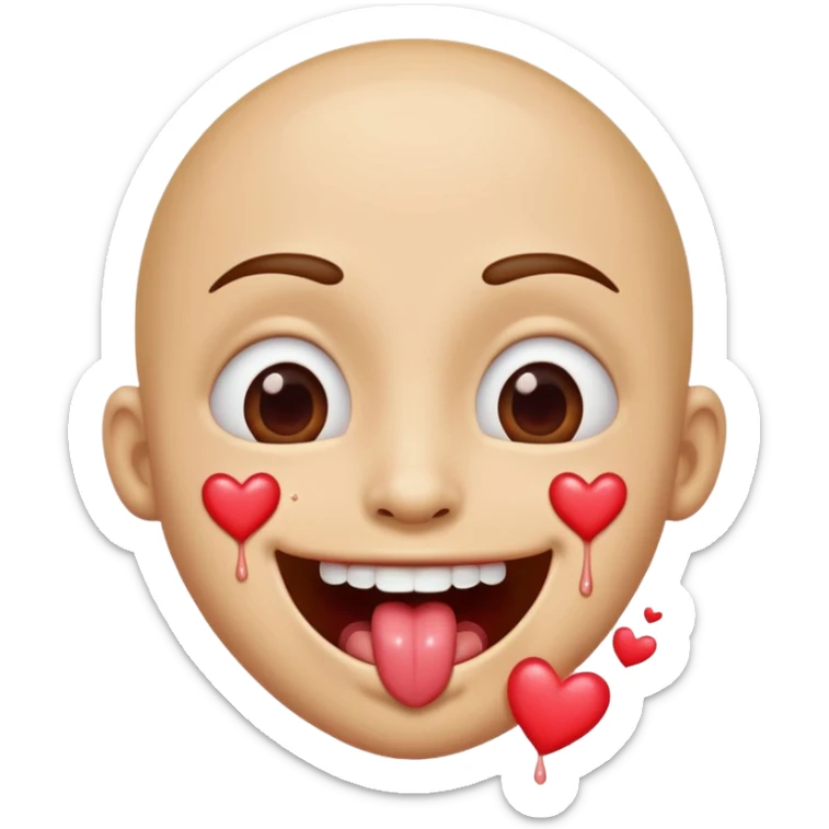 quelqu'un tres content avec des coeur a la place des yeux et de la salive qui coule de sa bouche sticker