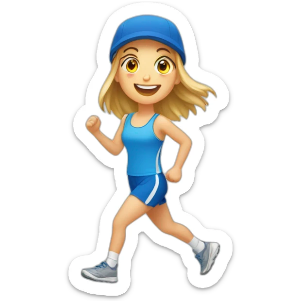 full-length cheerful European girl doing sports sticker