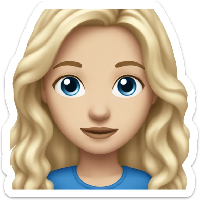 White girl with long dirty blonde hair,blue eyes long lashes  sticker