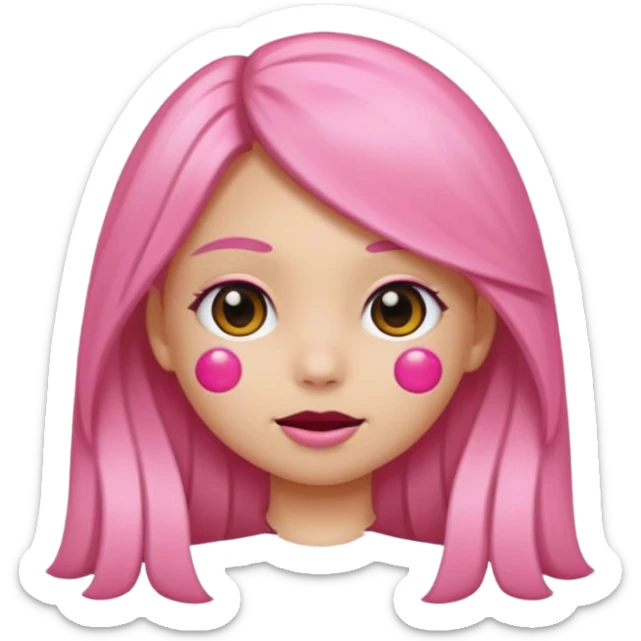 Quiero un emoji de niña piel blanca cachetes rosados y pecas en su rostro cabello negro y largo. Y que este guiñando el ojo sticker
