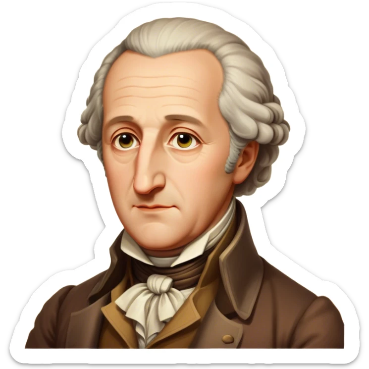 Cinematic Realistic Johann Wolfgang von Goethe Portrait Emoji, depicted as an intellectual literary giant with a thoughtful gaze and refined attire, rendered with detailed textures and warm classical lighting that captures his enduring literary influence. sticker