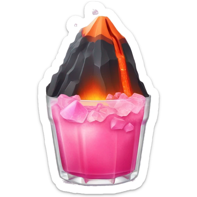 volcano but instead of lava coming out it is pink drink with ice cubes  sticker