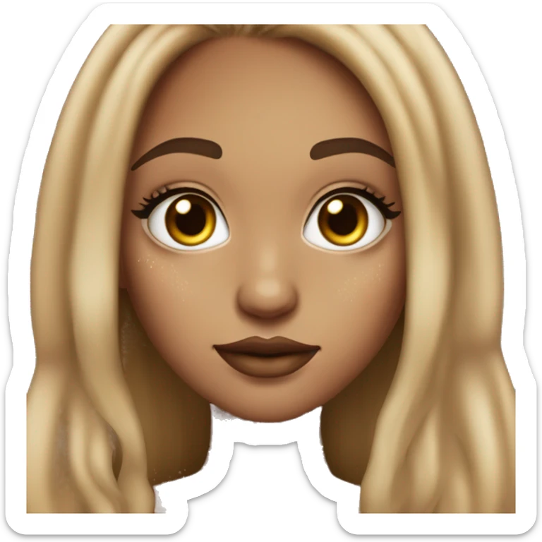 Light skin girl with light brown hair & hazel eyes & freckles & a septum piercing & long eyelashes  sticker