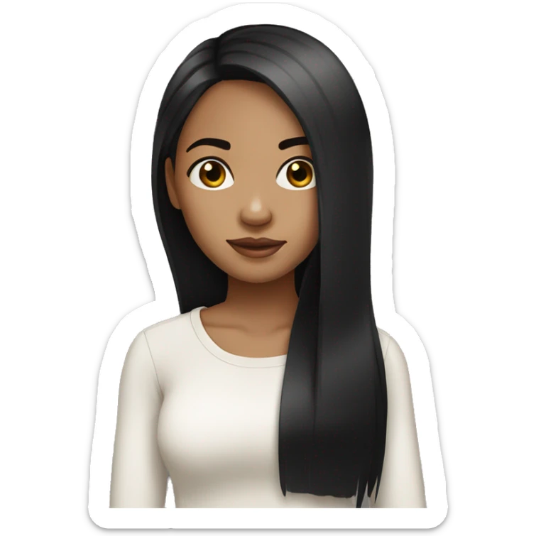 light skin girl with straight black hair  sticker
