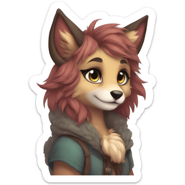 Shy cute anthro furry by Falvie, LiLaiRa, griffsnuff, AngieWolf sticker