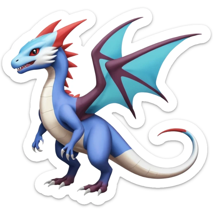 Noivern-Salandit-Latios-Lugia-Fakémon-hybrid-creature (full body)  sticker