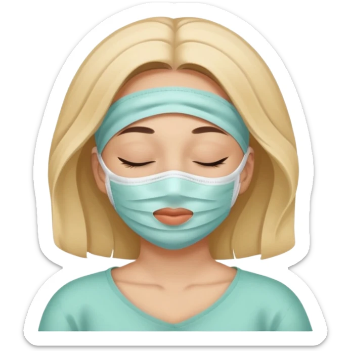 Lady with face mask spa beauty full face relaxing sticker