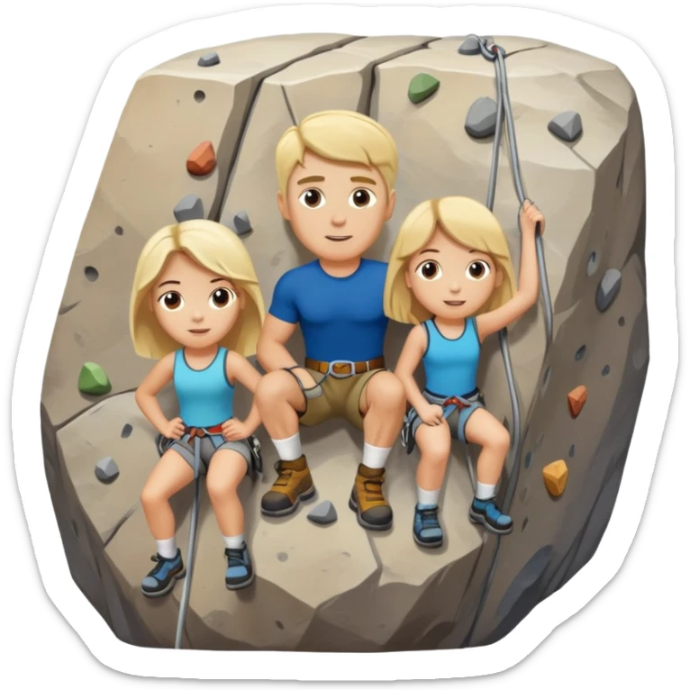 Scottish Blond man and american brunette woman fall in love and have children and rock climb sticker