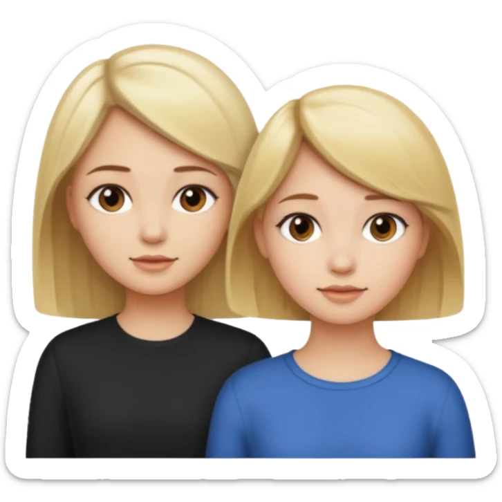 A girl with short blonde hair with girl with long brown hair sticker