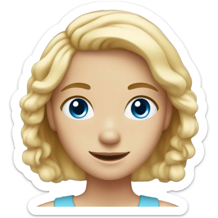 blonde girl with blue eyes and freckles smiling sticker