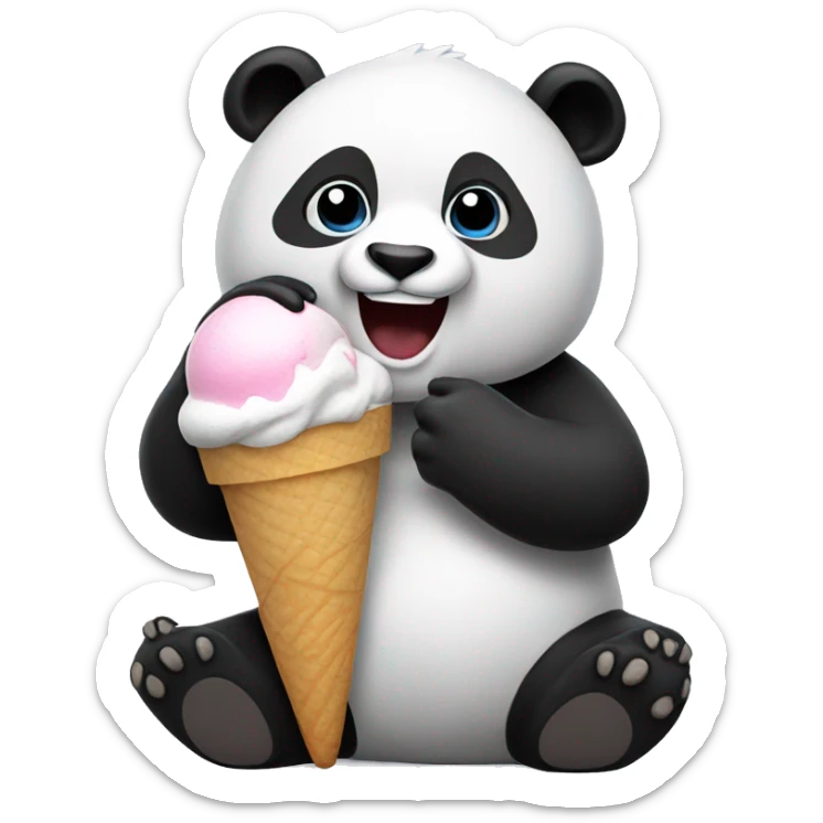 Panda eating ice cream sticker
