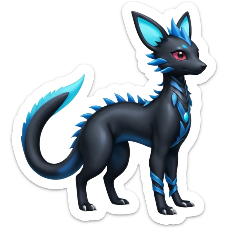 Shiny Dark Edgy Gothic Gloomy Futuristic Salandit-Umbreon-Shaymin-Delcatty-Hybrid (Full body) sticker