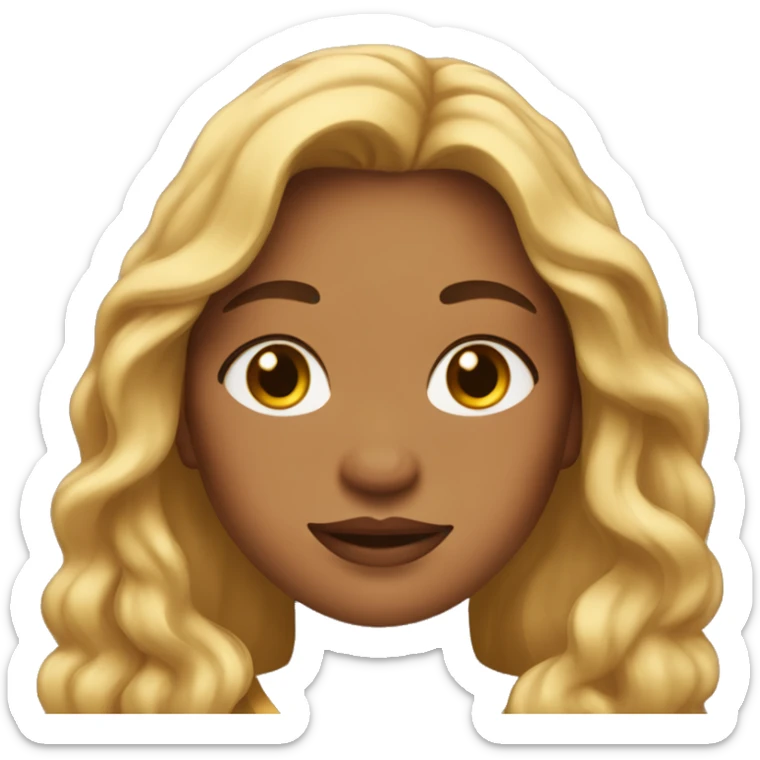 A woman with golden long hair, freckles on her face, and a plus-size build. sticker