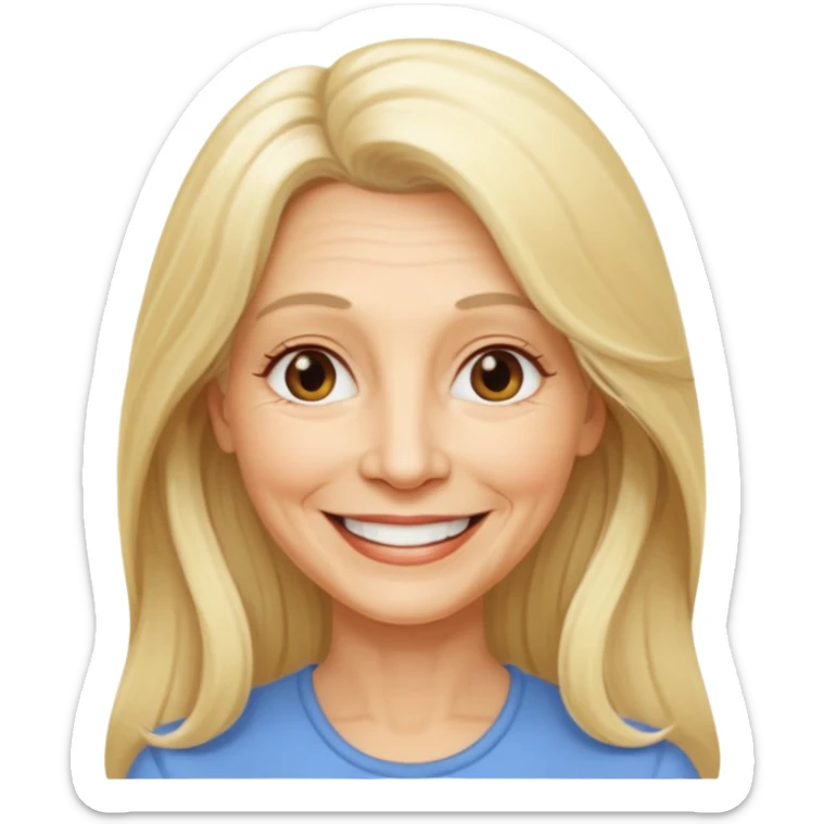 Femme 65 ans blonde cheveux long souriante sticker