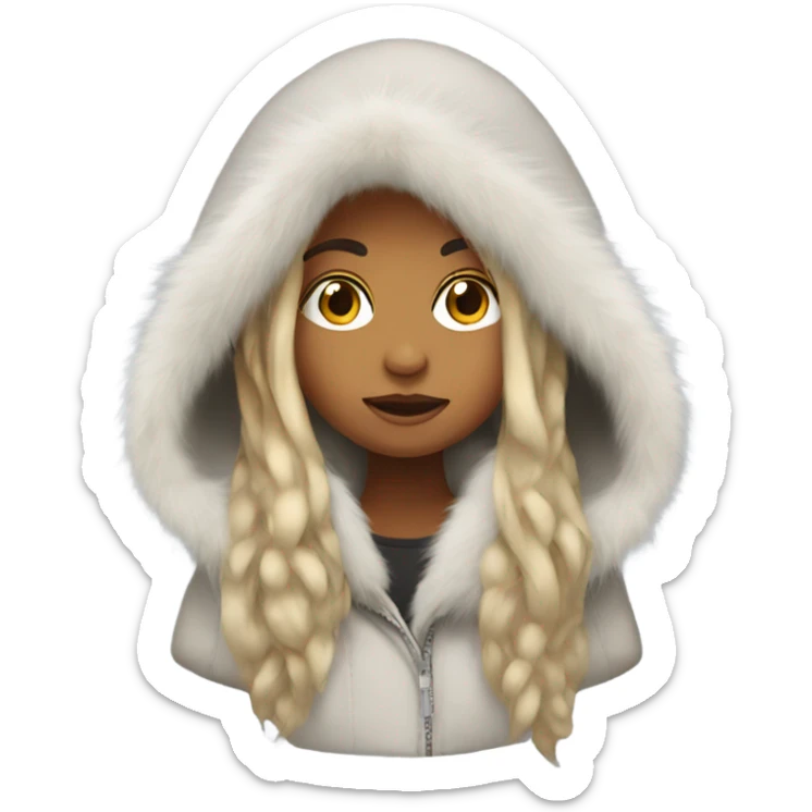 Girl with long hair and fur hood sticker