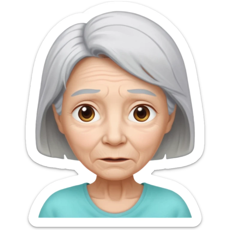a Woman, wearing a pampers for adults, incontinence, mid 50 with light grey hair,  sticker