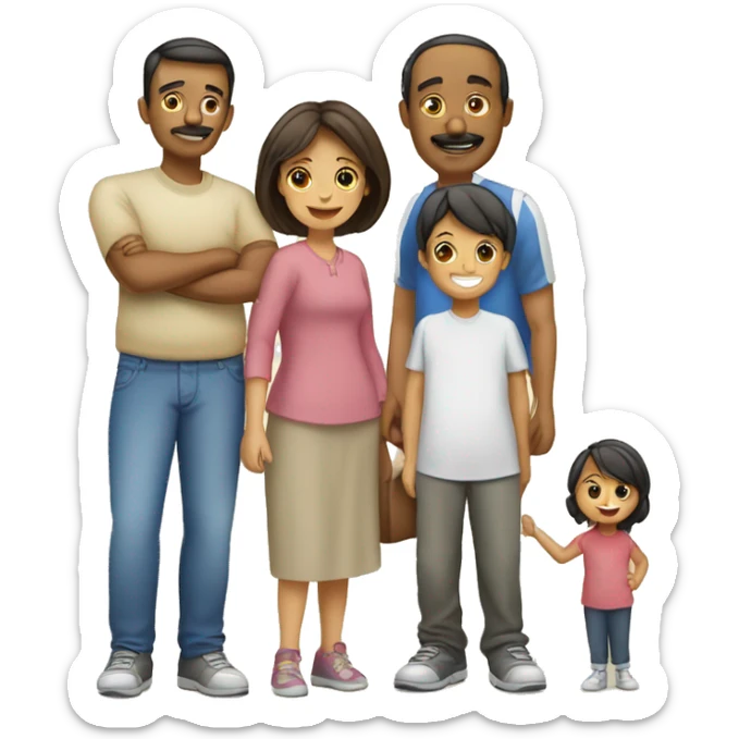 familia de papa, mama y 2 niños mayores y 1 niña menr  sticker