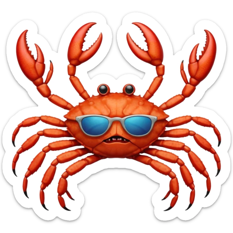 Female Alaska king crab with sunglasses with six legs and 2 claws  sticker