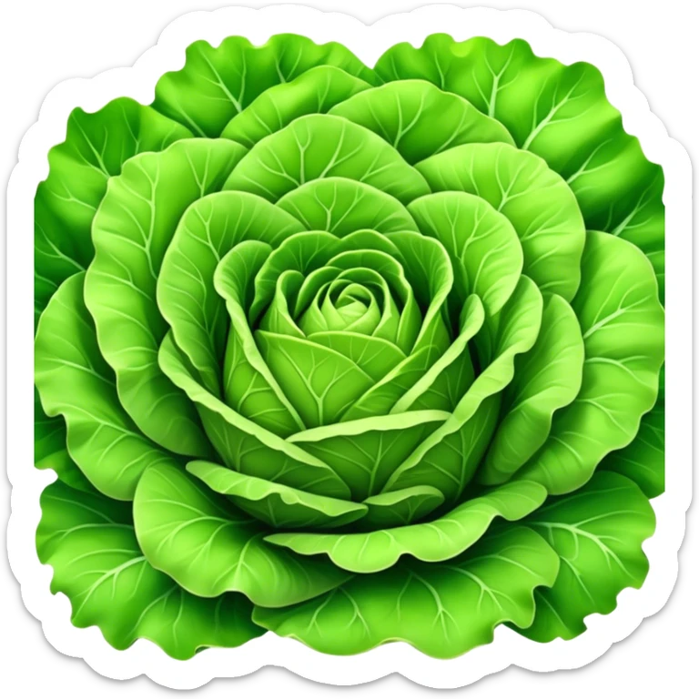 Cinematic crisp green lettuce, fresh and leafy, slightly curled edges, detailed textures, vibrant and refreshing, ultra-realistic and inviting. sticker