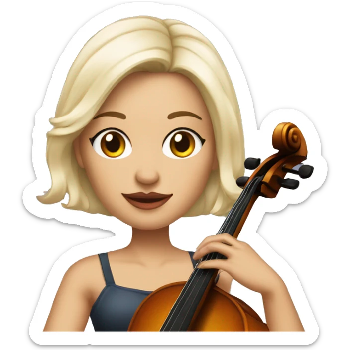 slightly heavier set woman with neck length cropped platinum blonde hair and tatoos playing cello  sticker