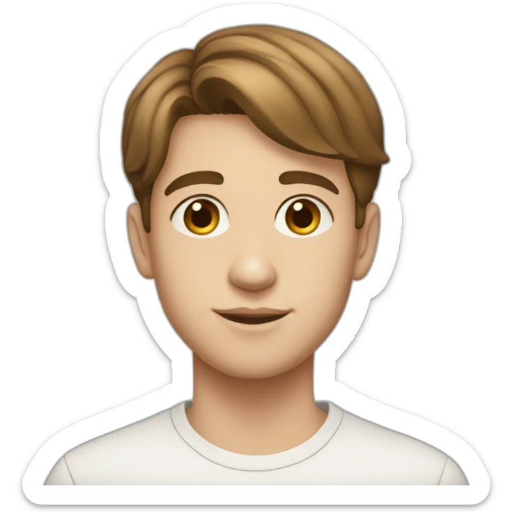 young millionaire with fair skin, short brown hair, 15 years old sticker