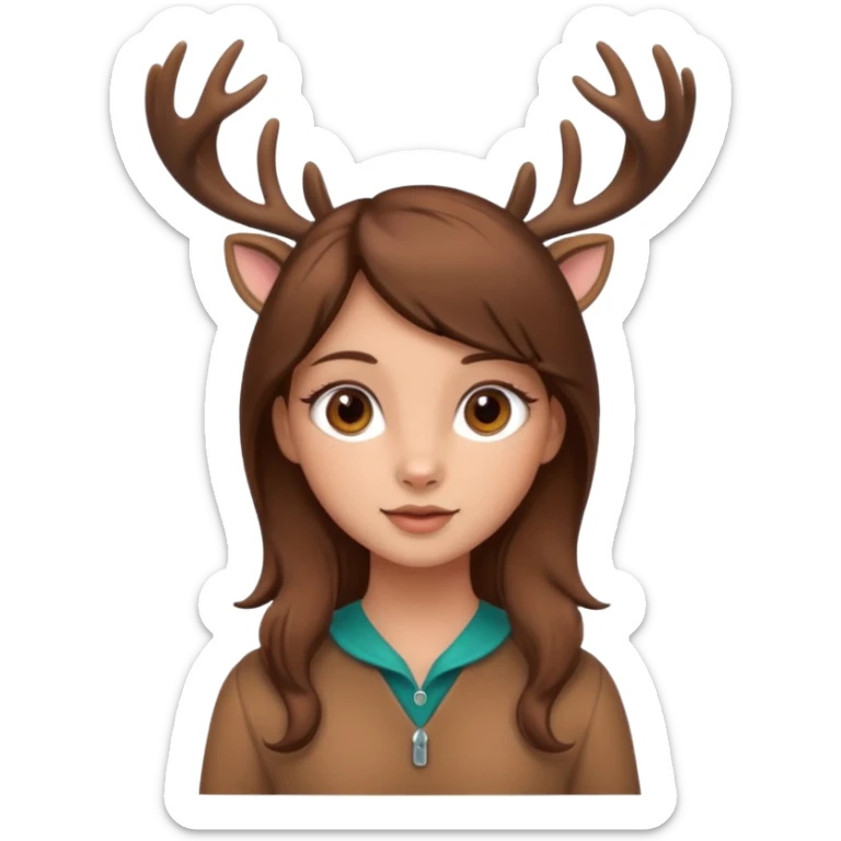 Make a cute girl deer with brown hair and brown eyes give her cute lashes sticker