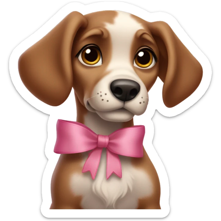 Puppy lady from lady and the tramp with pink ribbon bow on her neck sticker
