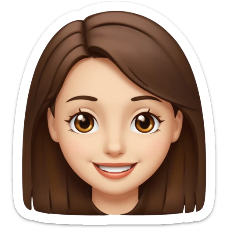 brown eyed girl with medium length brown hair, winking sticker