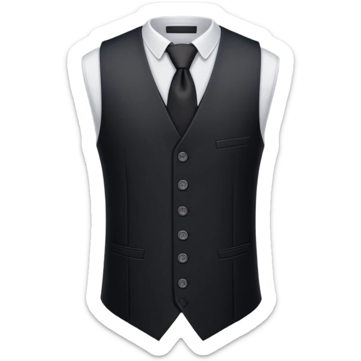 just a black women's vest garment with 3 buttons, no background, no model, only the clothing item sticker