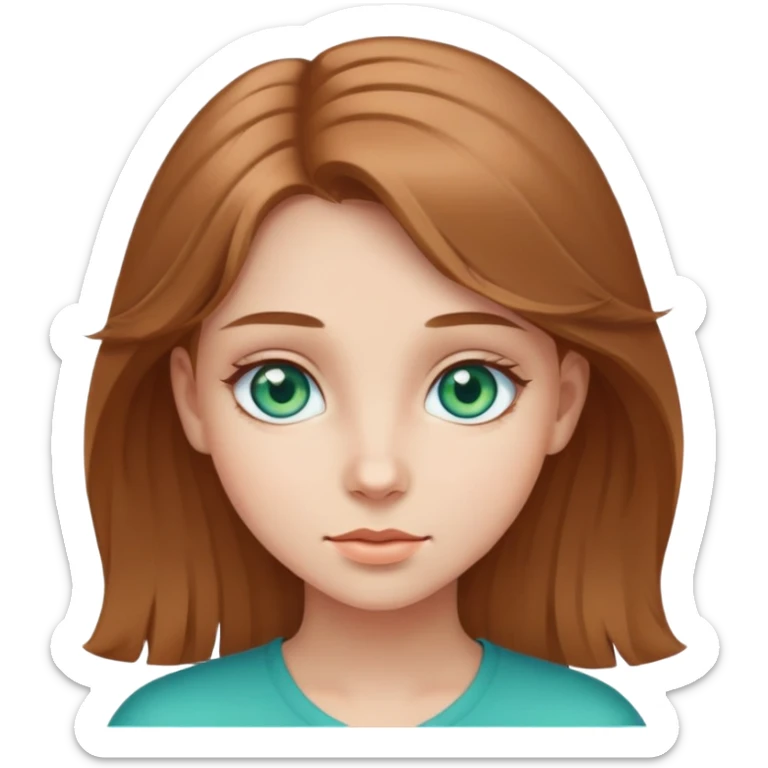 Une fille aux yeux de couleur bleu vert et aux cheveux châtain clair  sticker