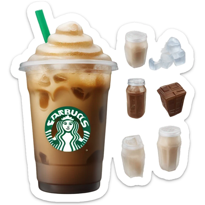 Starbuck ice coffee with ice cubes sticker