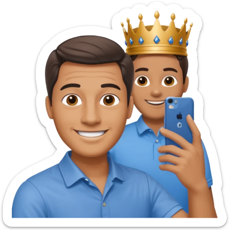 a normal man who's taking a selfie in a room with the statue of the queen elizabeth the II sticker