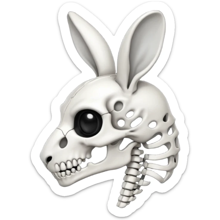 Tête de lapin squelette noire de profil avec des G à la place des yeux  sticker