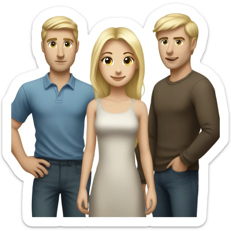 Blonder girl w tall blonde man and 2 brunette men sticker