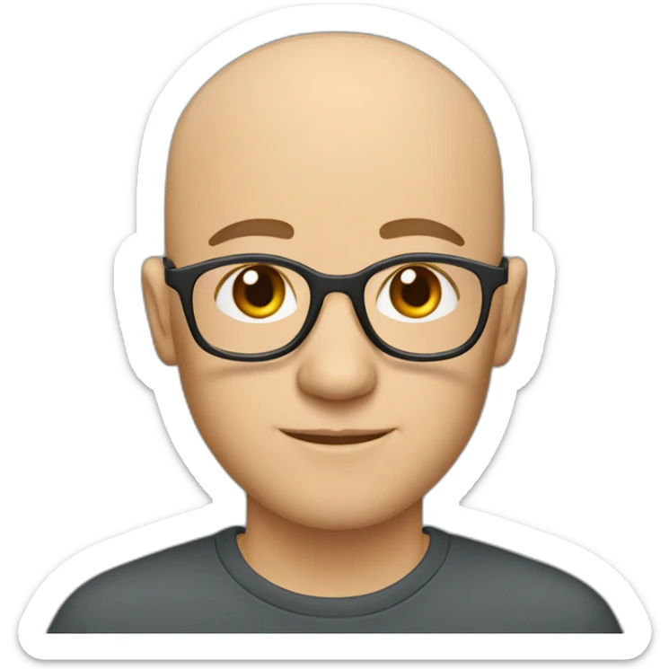 Teacher with brown hair wearing glasses with a bald spot down the middle of his head sticker