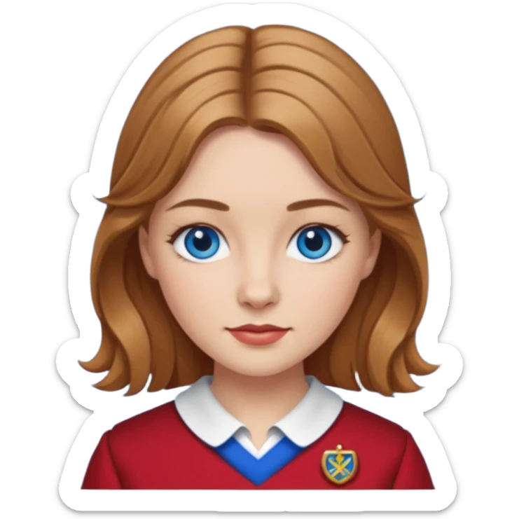 female with scottish red attire and dark blonde hair and blue eyes sticker
