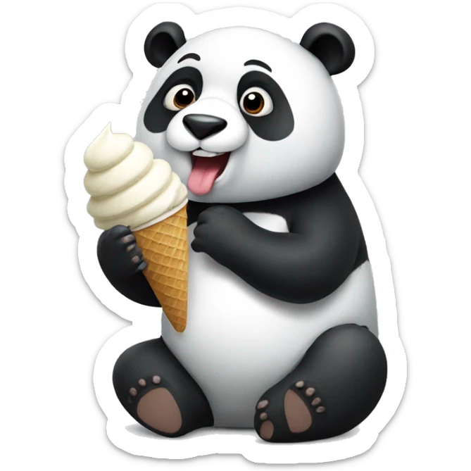 Panda eating ice cream sticker